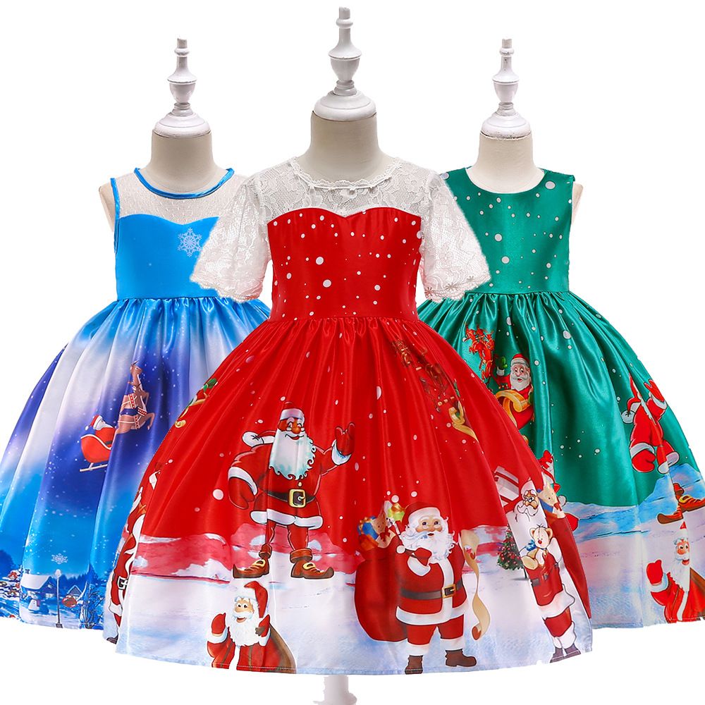 Navidad niñas bebés Navidad ciervos vestido de impresión elk niños Claus princesa vestidos 2018 moda