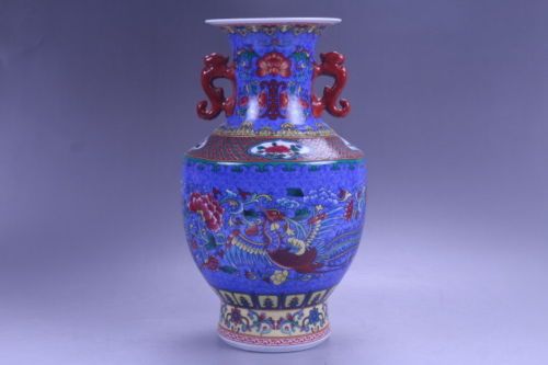 Exquisite Chinese Painting Flower Porcelain Vase Qianlong Mark