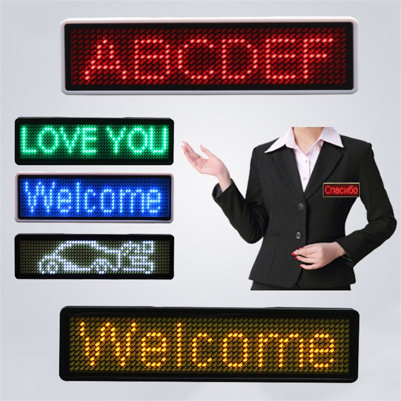 Programmable Digital LED Scrolling Name Sign Card Tag Moving Message Display