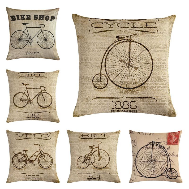 Retro Fahrrad Kissenbezug Leinen Dekokissen Sofa Bett Kissen Kissenhülle Bezug Retro Fahrrad Kissenbezug Leinen Dekokissen Sofa Bett Kissen Kissenhülle Bezug