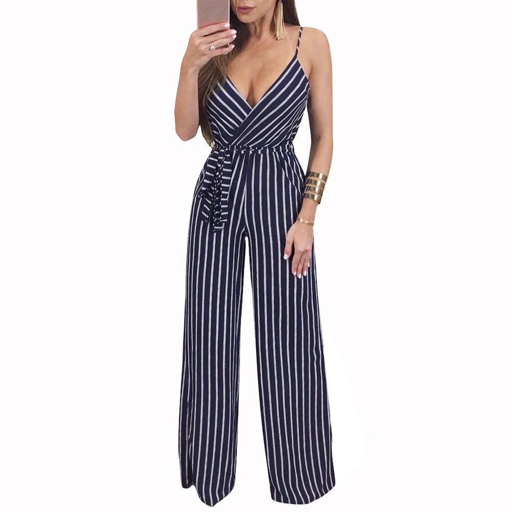 striped spaghetti strap jumpsuit