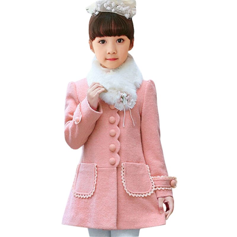 Kids Baby Girls Autumn Winter Outwear Wool Coat
