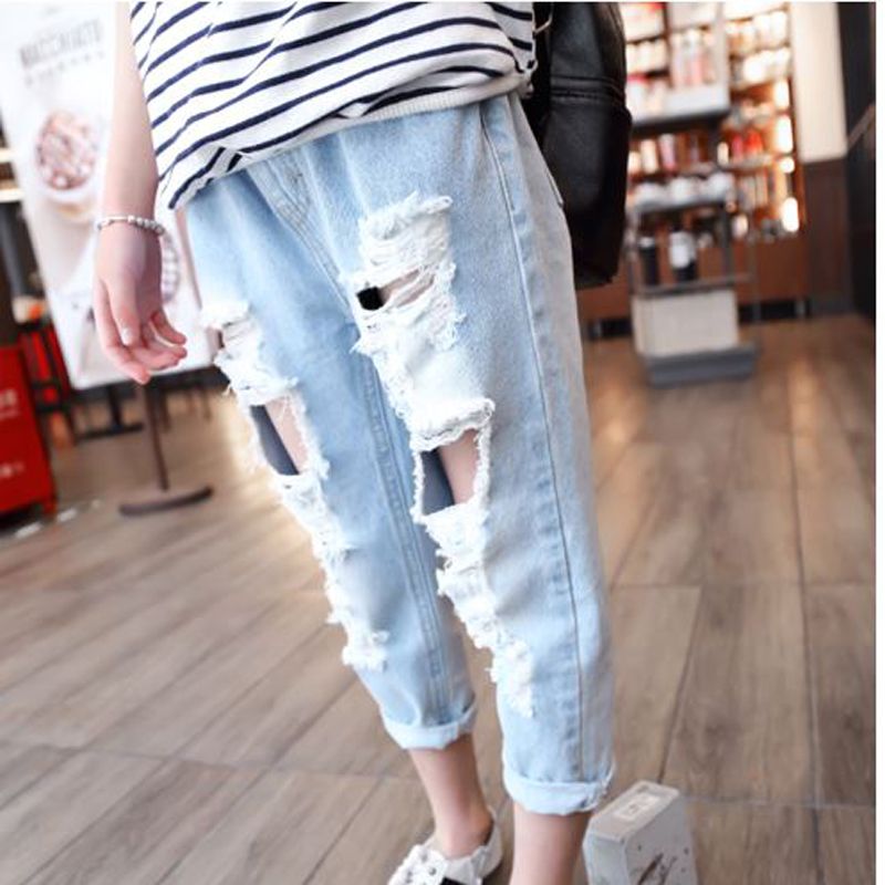 Acquistare Neonate Jeans Strappati 2017 Bambini Denim Pantaloni Primavera  Solid Bambini Jeans Elastico In Vita Fori Ragazze Jeans Kids Skinny Pants  Economico | Consegna Veloce E Qualità | DHgate Italy