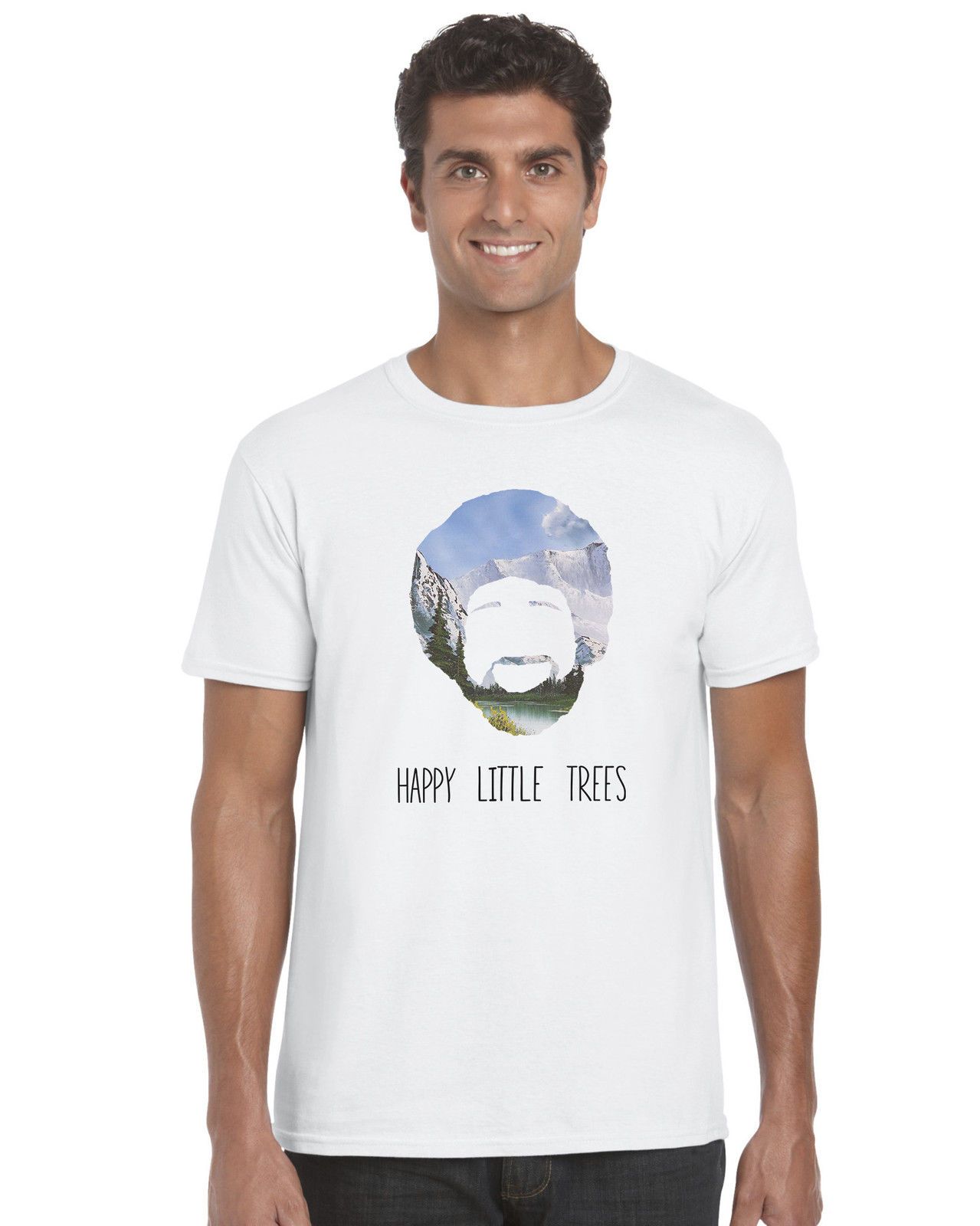 Happy Little Trees Bob Ross Art Inspired Funny Unisex T Shirt Top Tee