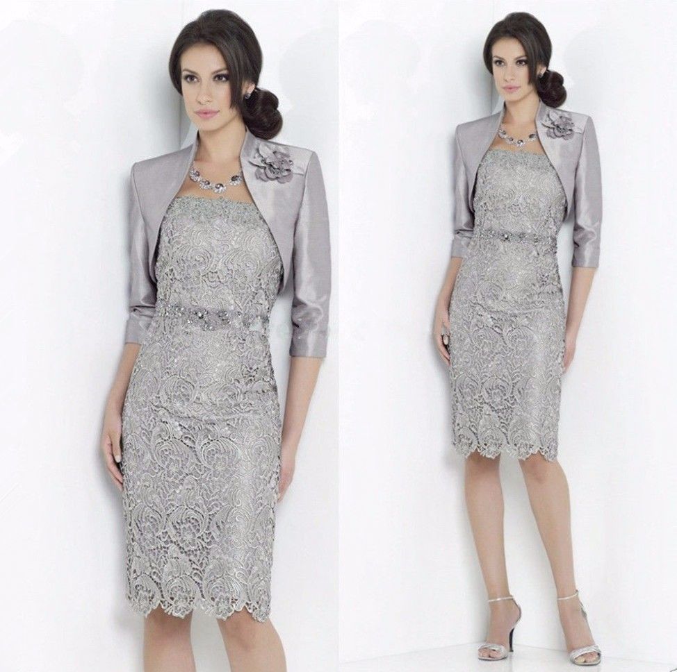 Compra Vestidos Para Madre De La Novia Longitud De La Rodilla Vestido De La  Madre 3/4 Manga De Encaje Beads Chaqueta Vestido De Noche Vestido Madre  Novia Prom Barato | Entrega Rápida