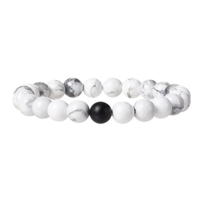 White Howlite+Black Matt Agate