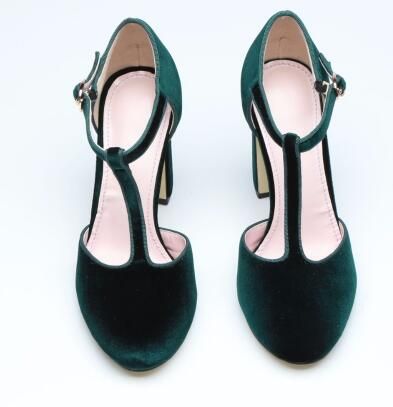green velvet sandals