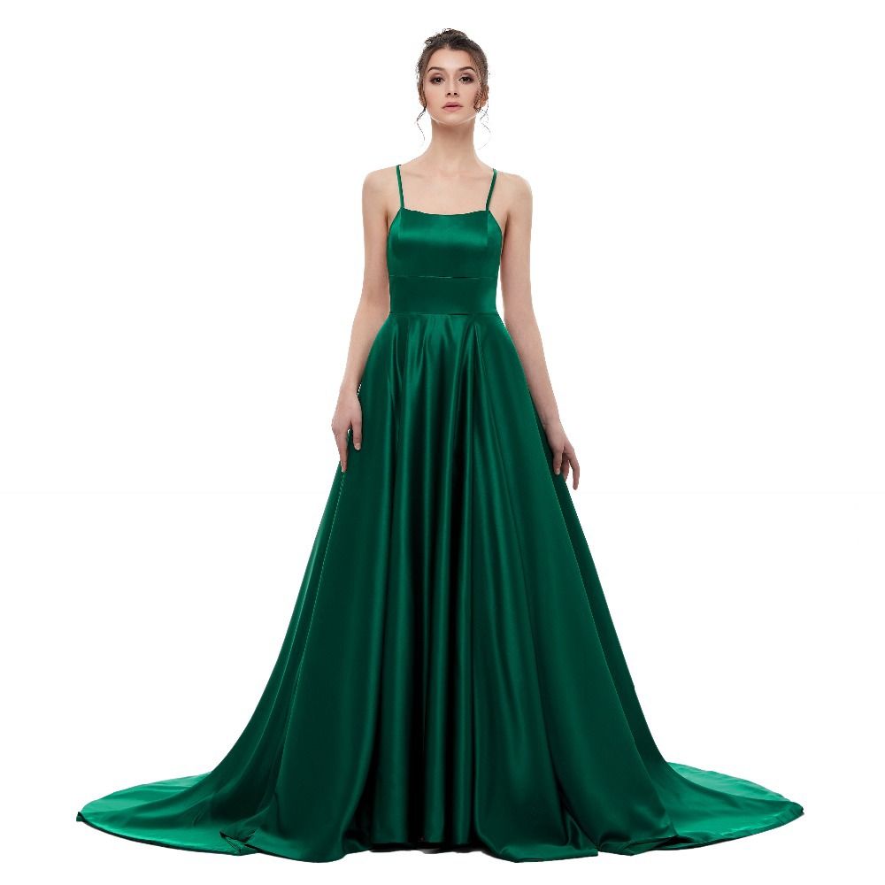 green backless gown