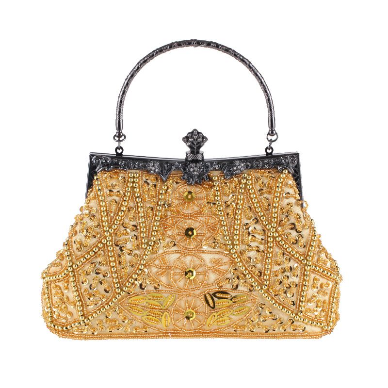 Womens Beaded Clutch Bag Ladies Mini Shiny Soft Beaded Evening Clutch Bag with Zipper