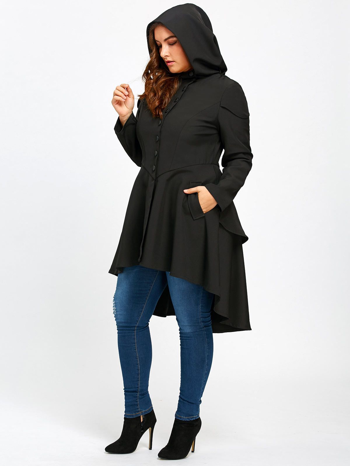 Talla Grande Low Alta Capa Vintage Con Capucha Para Mujer Talla Grande Low Alta Capa Vintage Con Capucha Para Mujer