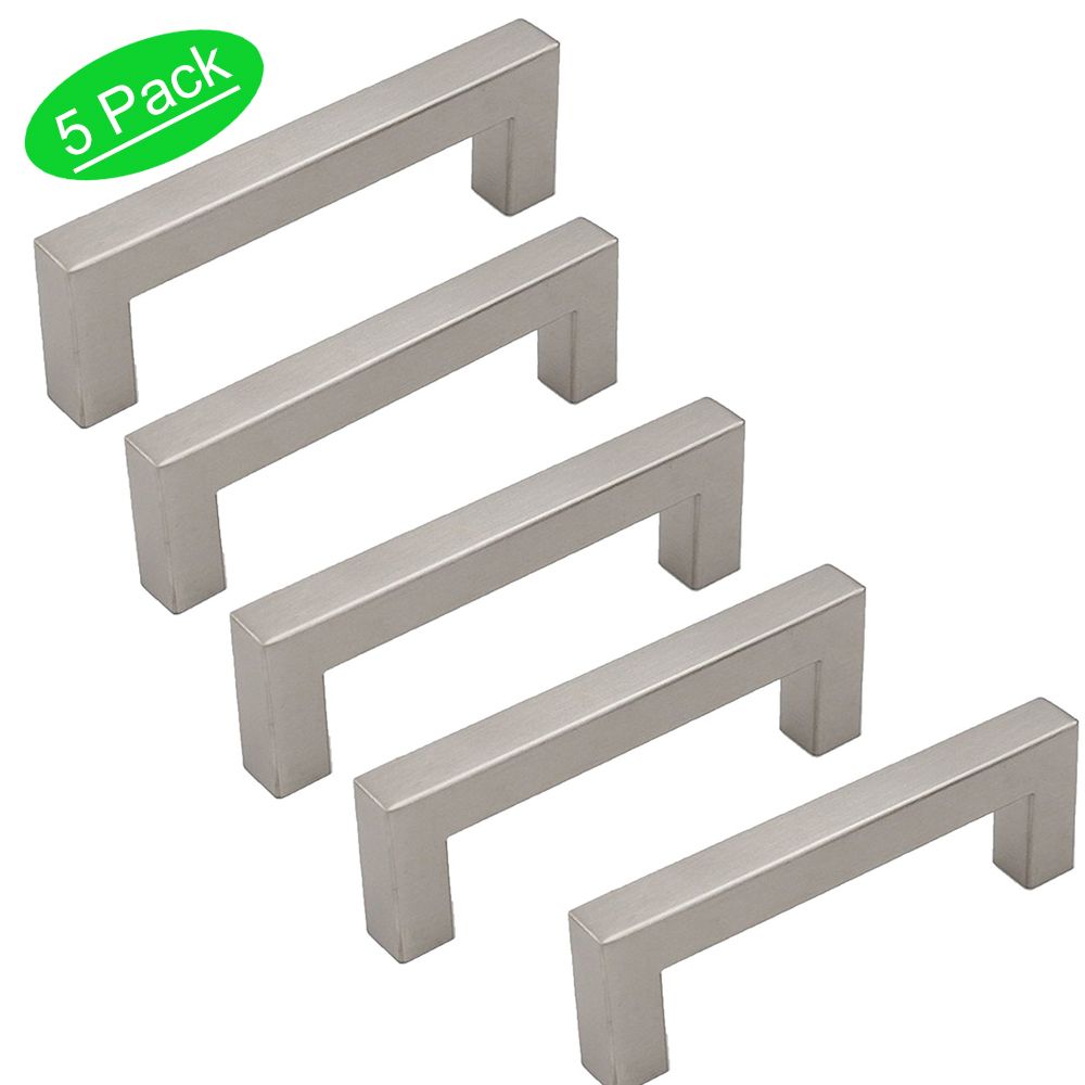2019 5 Brushed Nickel Square Bar Cabinet Pull Drawer Handle