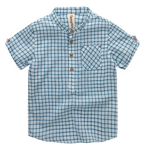Kindergarden Boy Shirt Small Checkered Shirts Pullover With Pocket