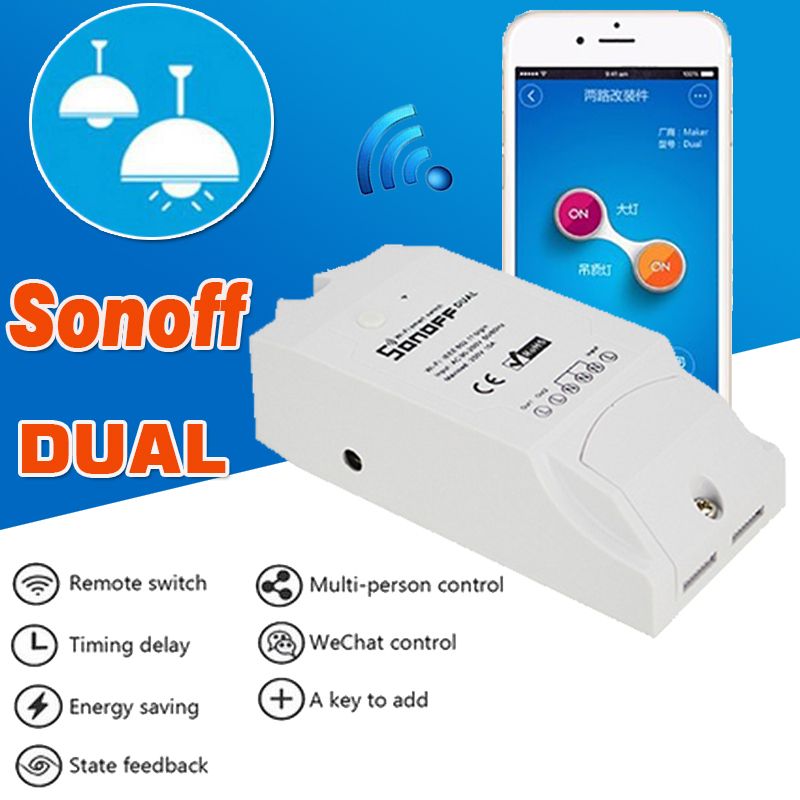 Sonoff Dual 2ch Wifi Smart Switch Home Remote Control Wireless Switch Universal Module Timer Wi Fi Switch Smart Home Controller By App Burglar Alarm