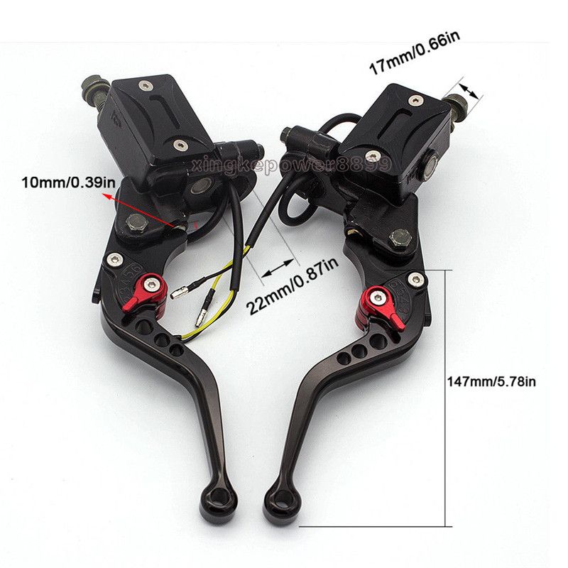 1 paio 7//8 del motociclo universale freno FRIZIONE Reservoir Leve Red 22 millimetri Colore : Arancia Cilindro maestro Leve