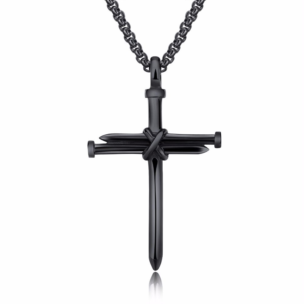 Nail Cross Pendant Necklace Jewelry Box 