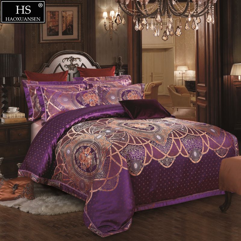 Duvet Cover Queen King Size Bedding Set Gift Box Purple Rose Gold