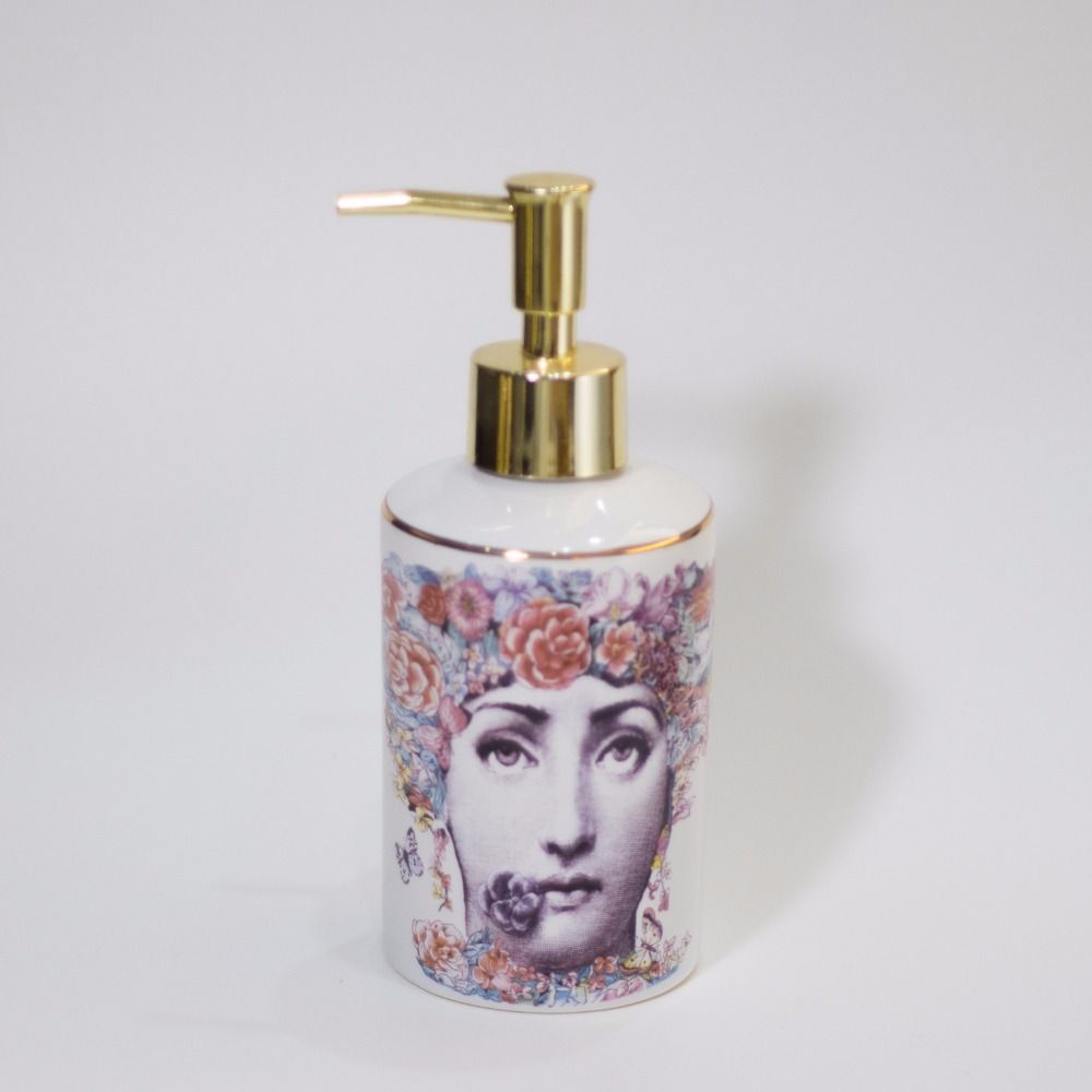 2018 Ceramic Illustration Bathroom Hand Pump Liquid Soap Dispenser