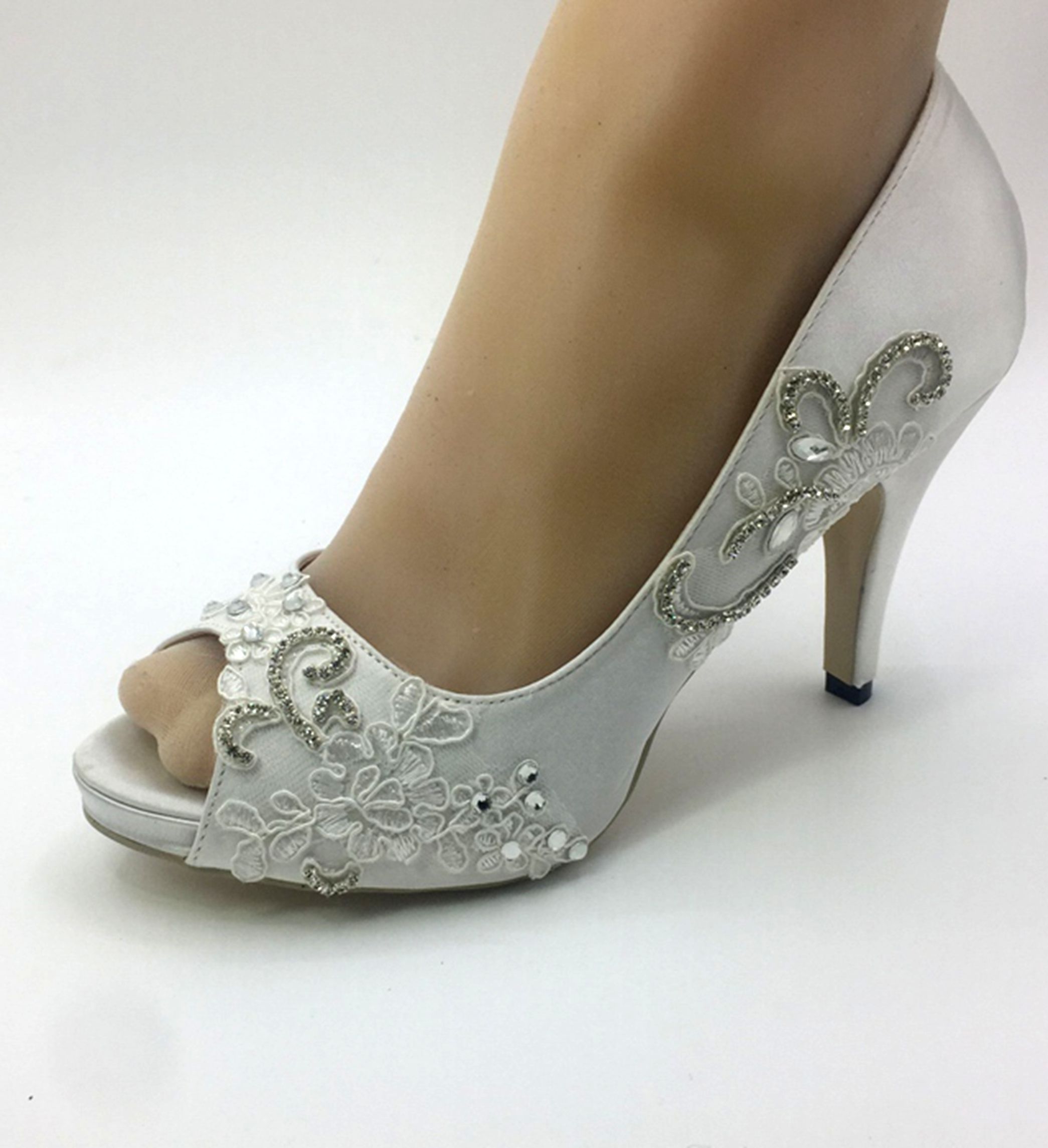 ivory satin shoes