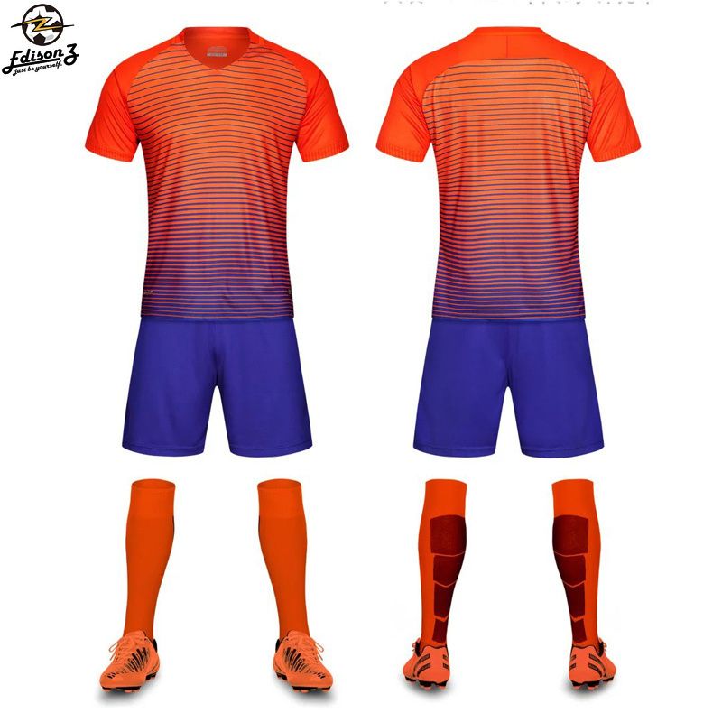 Orange And Blue Color Soccer Jerseys 