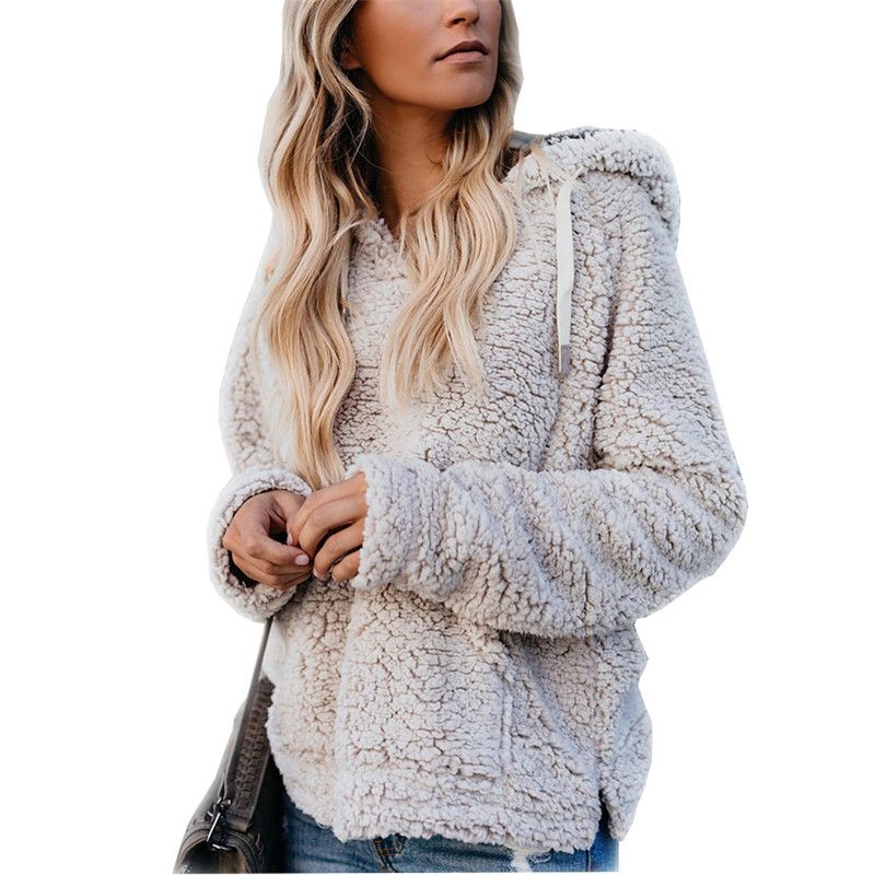 Women Sherpa Hooded Sweater Fleece 