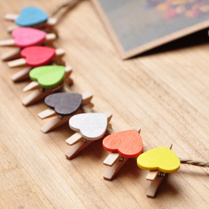50pcs Mini Mixed Pegs Wooden Wedding Table Place Card Photo Holders Craft Clips