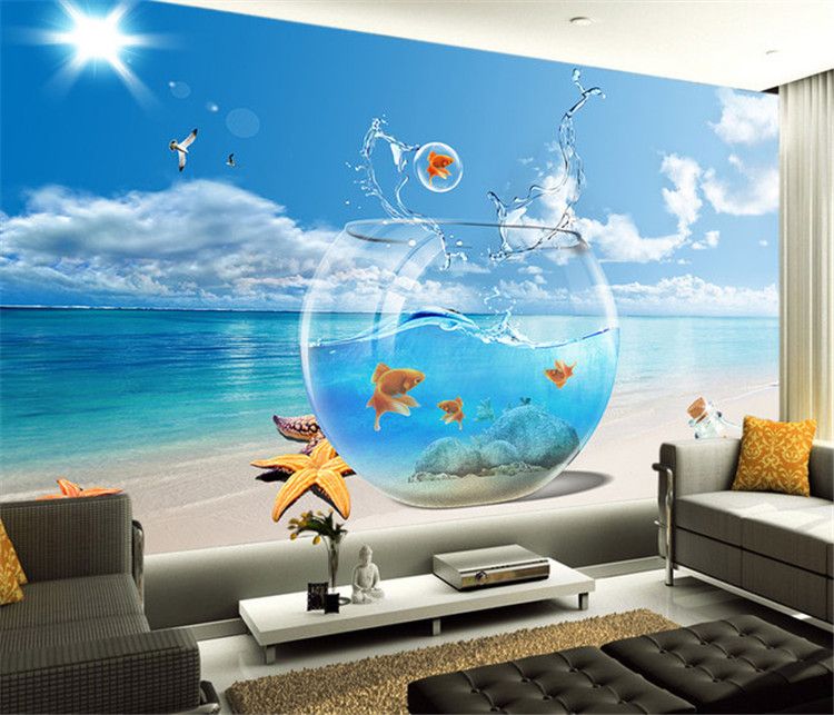3d Sea View Wallpaper Living Room Sofa Bedroom Television Bar Background Fish Aquarium Wallpaper Mural Hq Hd Wallpaper Hq Hd Wallpapers From