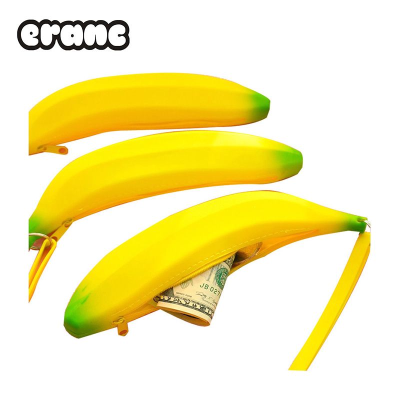 Fruit Banana Pattern Canvas Coin Purse Cute Change Pouch Wallet Bag Multifunctional Cellphone Bag with Handle