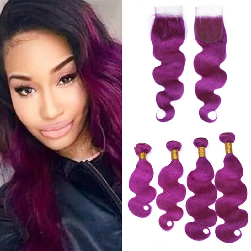2019 Light Purple Virgin Peruvian Human Hair Weave 4 Bundles With