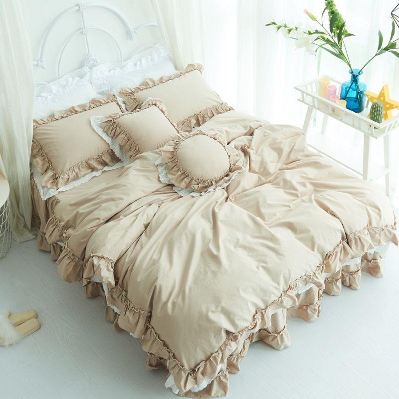 Brown Red White Pink 100 Coon Beddings Set Twin Queen King Size