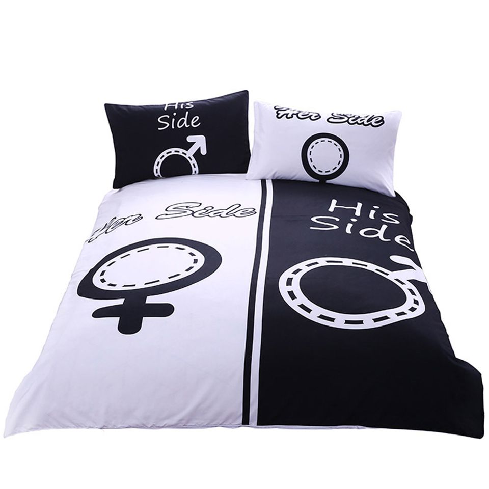 Black White Her Side His Side Bedding Sets Printed Usa Au Queen