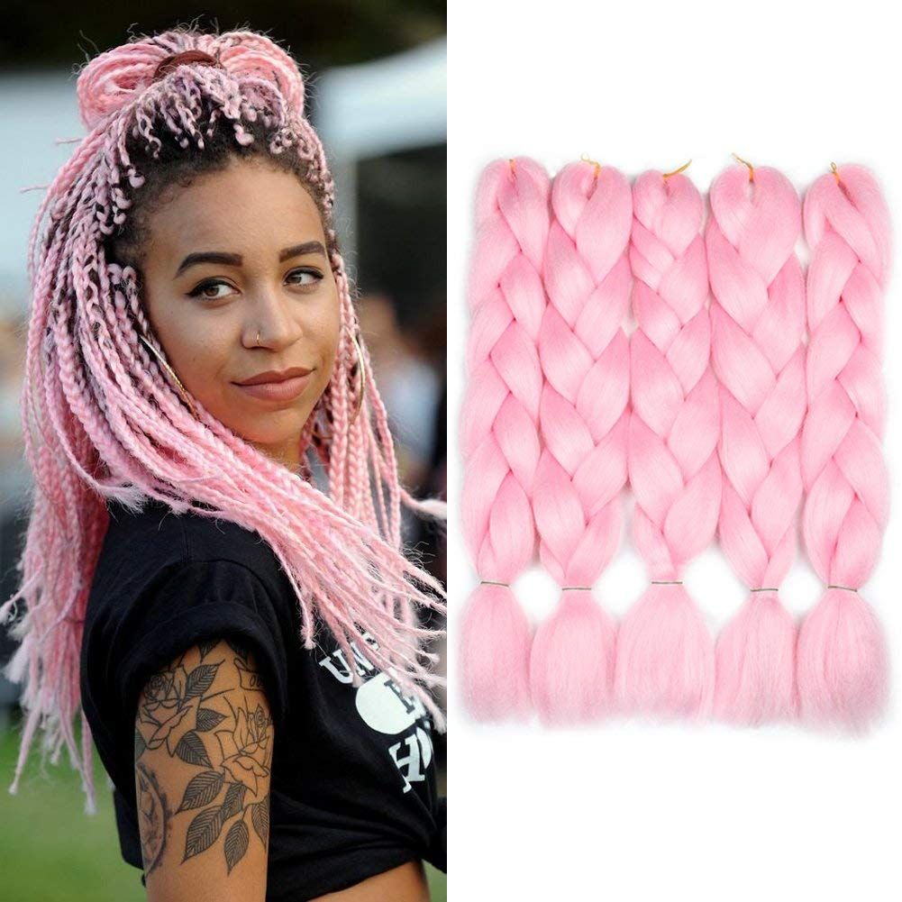 Pure Color Black Pink Purple Blue Red Blonde Color Synthetic 100