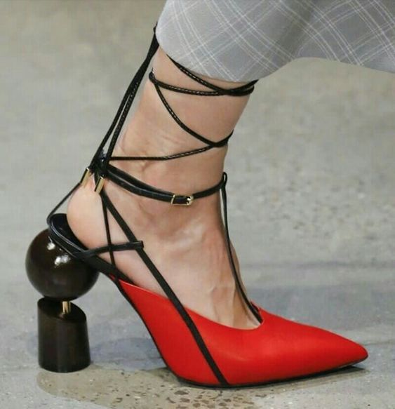 hot pink tie up heels