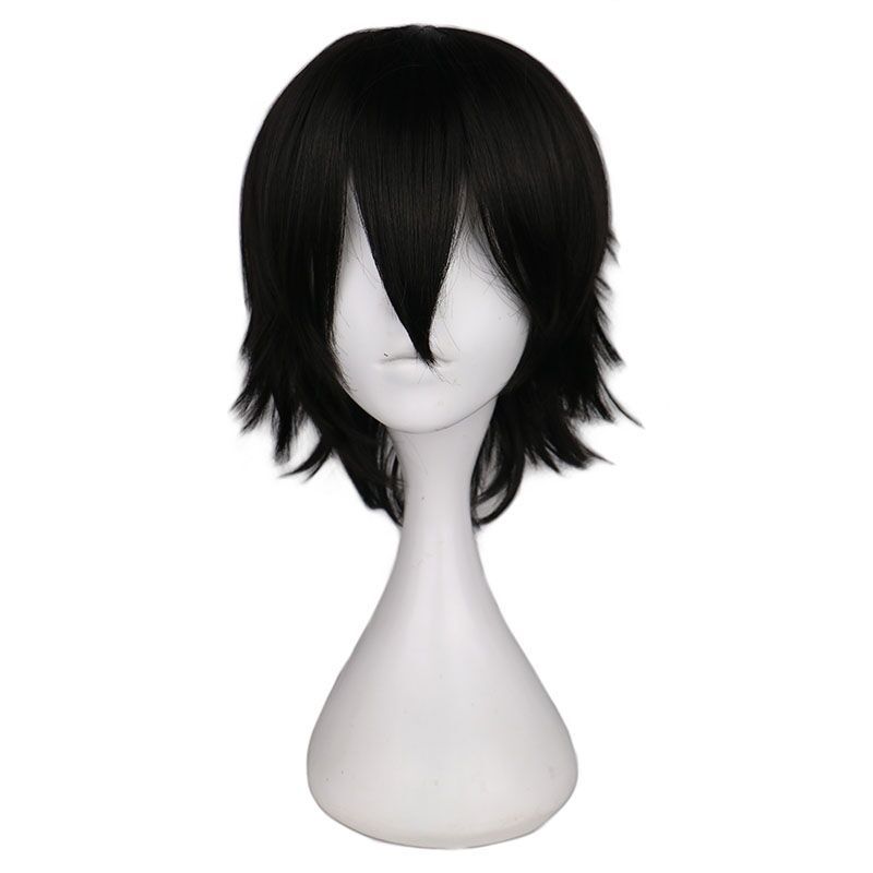 Short Straight Cosplay Wig Men Male Black High 100 Temperature Fiber