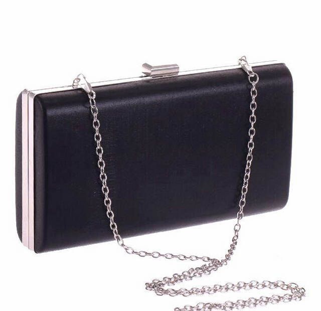 black clutch with silver chain