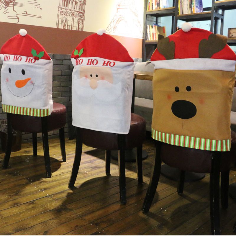 Haochu Chair Cover Hat Xmas Item Family Restanent Hotel Dinner Merry Christmas Chair Set Supplies Scene Drops Layout Rooms Decorated For Christmas