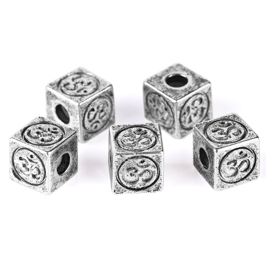 5pcs Antique Silver Plated Yoga Loose Spacer Beads for Jewelry Making Bracelet DIY Findings 7mm