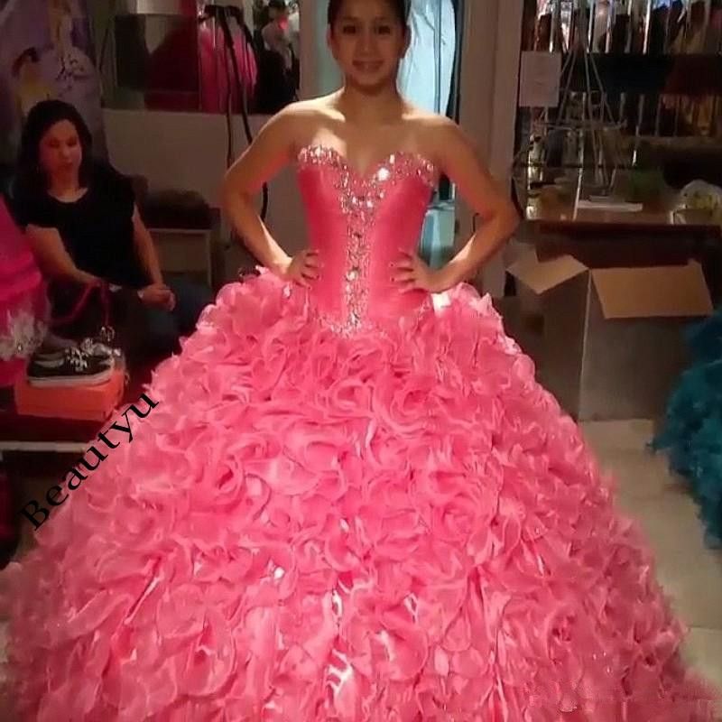 Hot Pink Ruffles Organza Puffy 