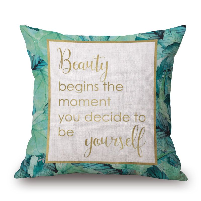 Acheter Pas Cher Nature Plante Theme Housse De Coussin Lettres Anglais Citation Taie Doreiller Pour Chaise Canape Vie Heureuse Almofada 45 Cm Nordique Cojines Du 6 21 Fr Dhgate