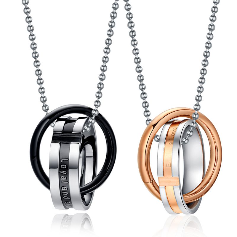 Wholesale Endless Love Couple Necklace Pendant Stainless Steel Rose Gold Black Loyal And Steadfast Pendant Necklaces Double Loop Couples For Wedding From Elva Lau 3 32 Dhgate Com