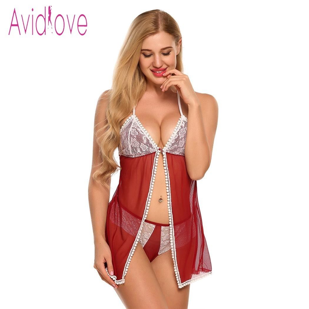 Avidlove Lencería sexy Ropa interior erótica caliente sexy Ropa Frente Babydoll Vestido y
