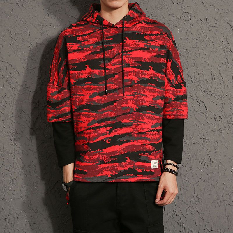 camo zip up moletom com capuz