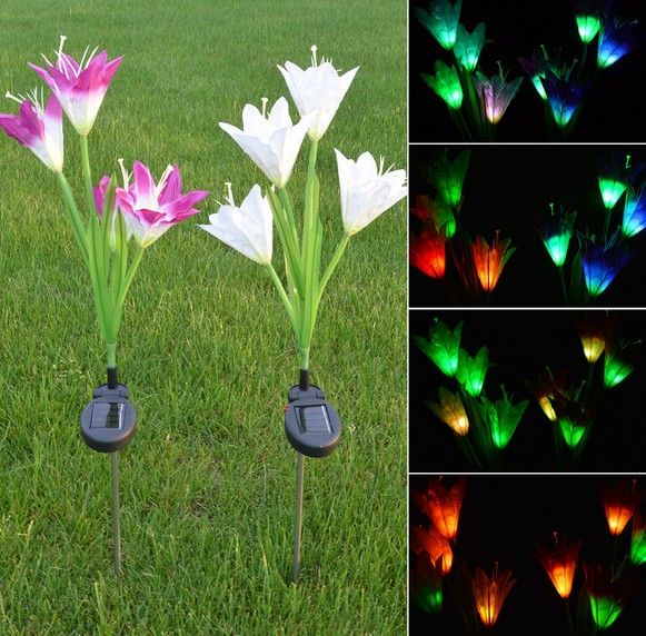 Stainless Steel Solar Powered LED Diamond Lights 4 Pack White//Multi-Colour