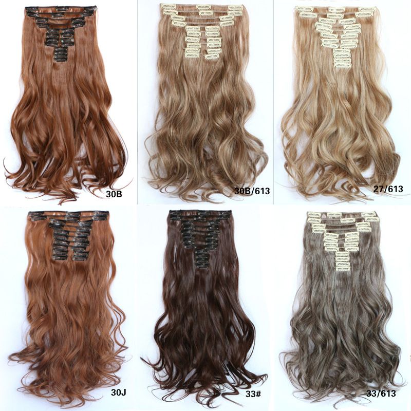 Z F 55cm Clip Hair Extensions Curly Hair Bulk Synthetic Hair