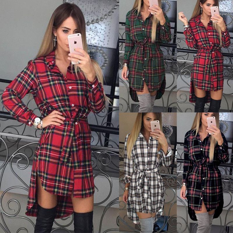red and green plaid women's dress