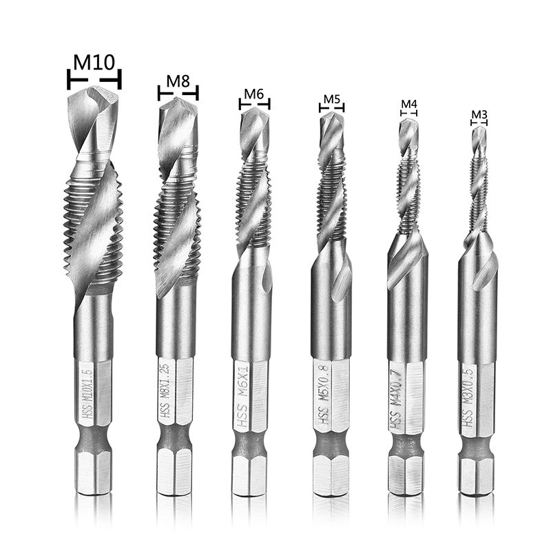 Accessory 6PCS/Lot HSS Drill Bit Metric Thread M3 M4 M5 M6 M8 M10 Titanium Coated Tap Bits 1/4 Hex Shank for Drilling Useful Accessory 6PCS/Lot HSS Drill Bit Metric Thread M3 M4 M5 M6 M8 M10 Titanium Coated Tap Bits 1/4 Hex Shank for Drilling Useful