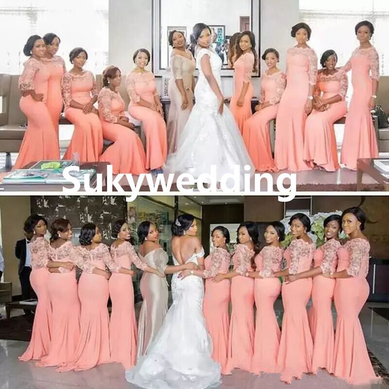 peach wedding bridesmaid dresses