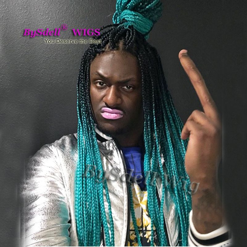 Grosshandel Afro Geflochtene Lace Front Perucke Rock Mann Cochet Braid Schwarz Teal Blau Ombre Farbe Perucke Einzigartige Male Full Braids Perucken Vorne Spitze Von Tthouse2 65 92 Auf De Dhgate Com Dhgate