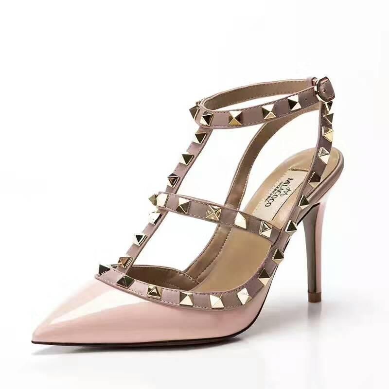 Acquista Designer Punta A Punta 2 Cinturini Con Borchie Tacchi Alti Rivetti  In Pelle Verniciata Sandali Donna Borchiati Scarpe Con Strappy San  Valentino Scarpe Tacco Alto A 32,73 € Dal Mensdesignershoes | DHgate.Com