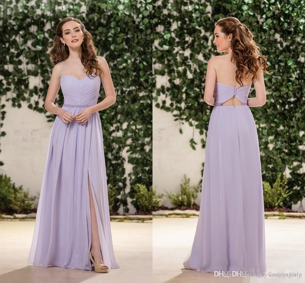 Compra Vestidos De Dama De Honor De Gasa Color Lavanda Lila 2019 Cariño  Lateral Longitud Del Piso Dividida Vestidos De Dama De Honor Junior Vestidos  De Invitados De Boda Barato | Entrega