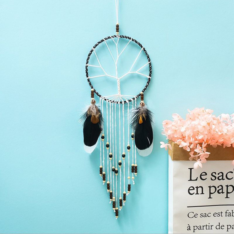 Indian Dream Catcher Tree of Life Hanging Dreamcatcher Bead Feather Decor New